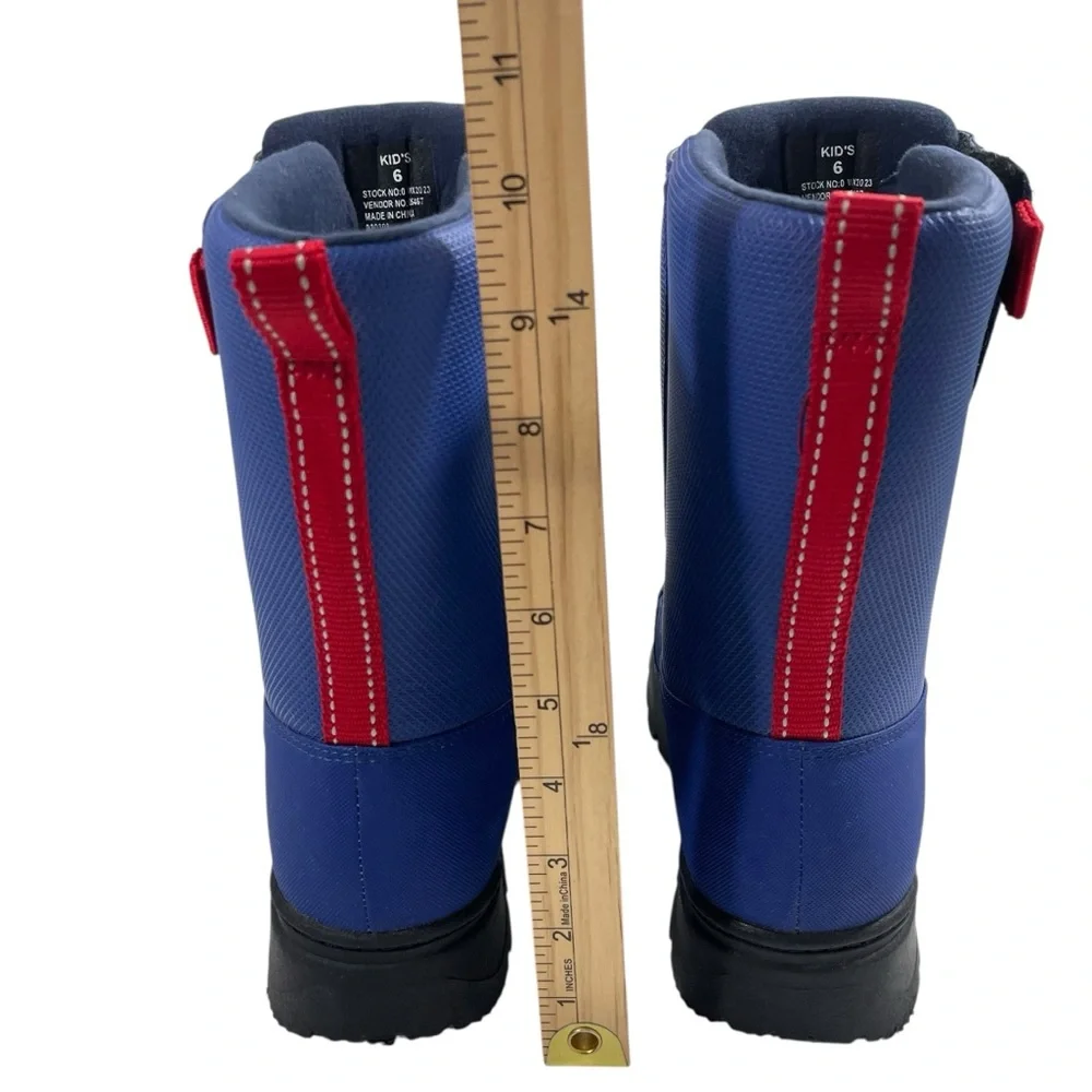 NEW L.L. Bean Winter Boots Big Kids Size 6 Blue Red Hook Loop Closure Waterproof